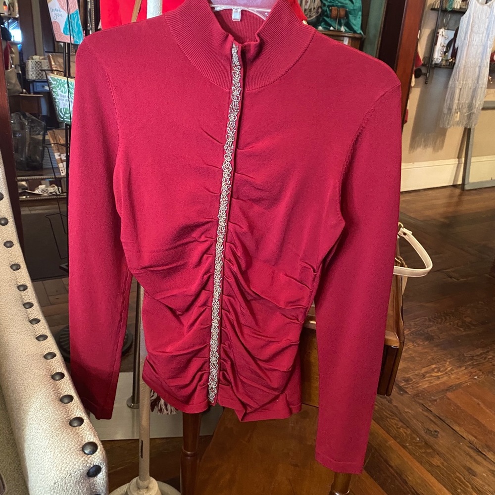 cache fancy turtleneck zip up